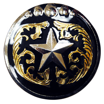 Western Screw Back Concho Texas Star Black Gold Saddle Bling Cowgirl